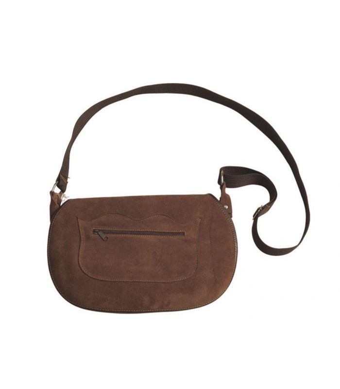 Zurrón mochila para caza fabricada artesanalmente en serraje, con bolsillo  exterior para documentación